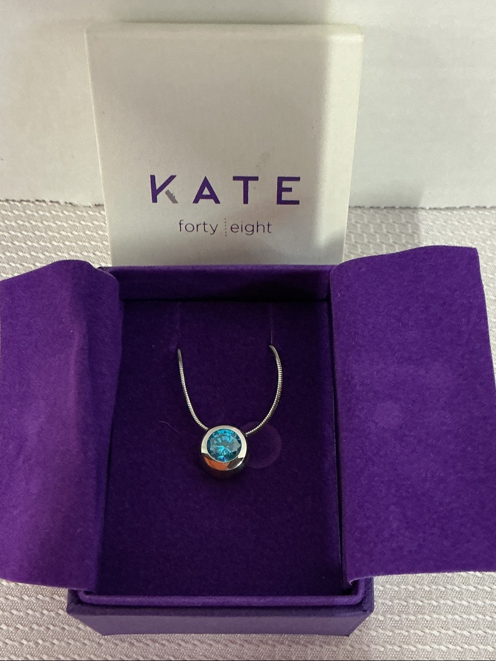 Kate Forty Eight Blue Crystal Pendant Necklace